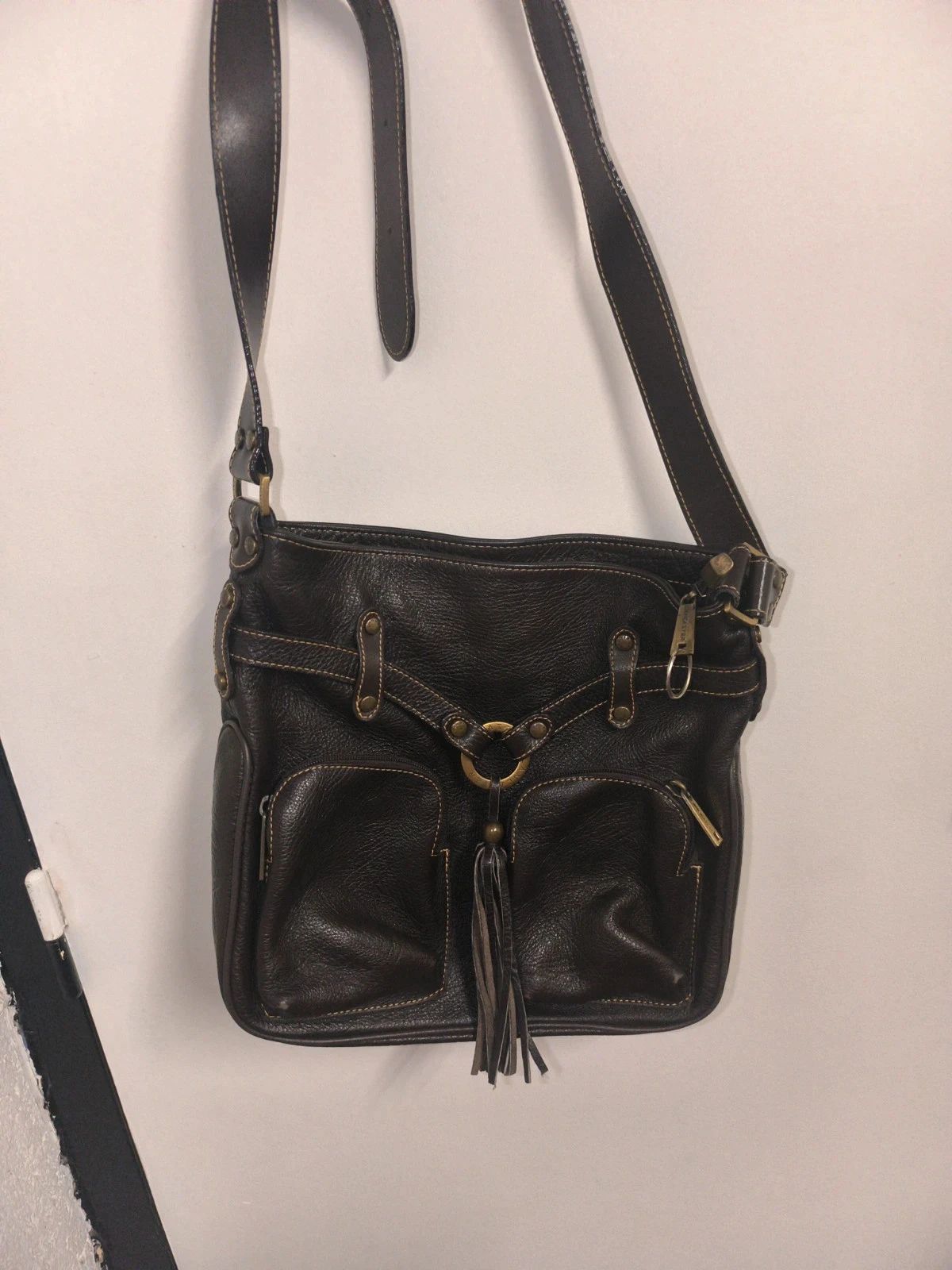Bolsa transversal Lancaster Paris em couro genuíno marrom Made in France – photo 2